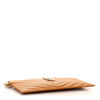 Saint Laurent Grain De Poudre Chevron Monogram Large Bill Pouch Senape Yellow 4 of 11