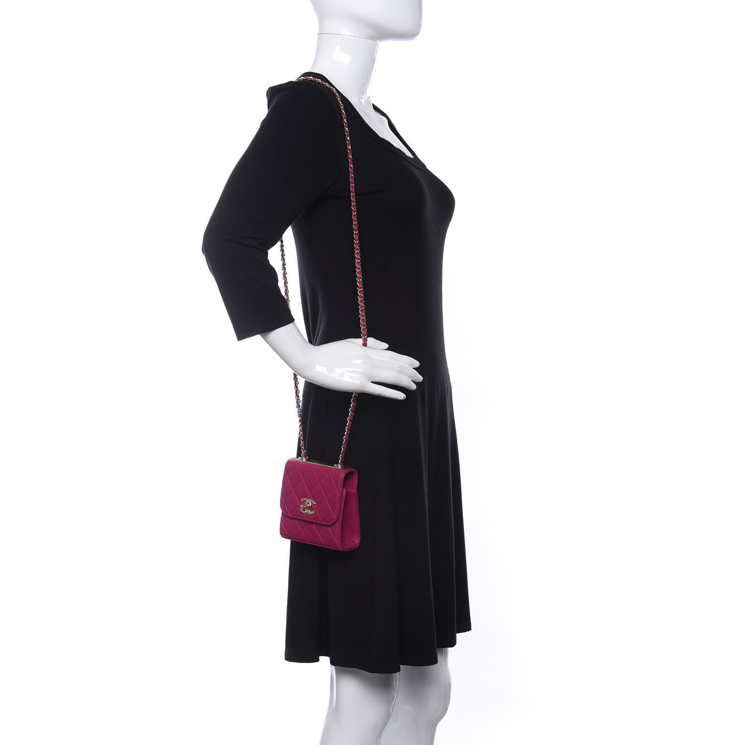 Chanel Lambskin Quilted Mini Trendy CC Clutch With Chain Fuchsia 2 of 11