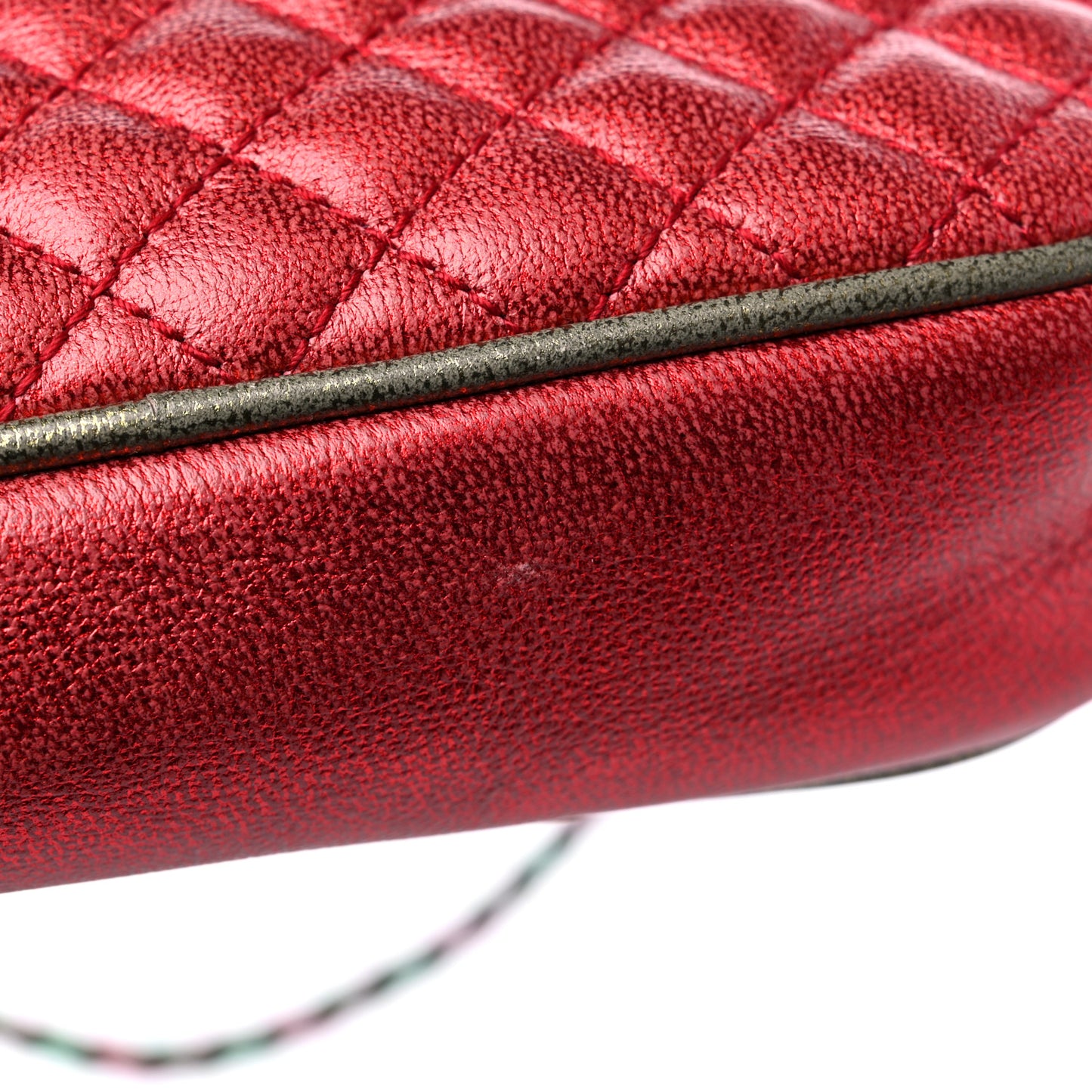 Laminated Nappa Trapuntata Mini Zumi Dome Shoulder Bag Rosso Jasmine Green Rame