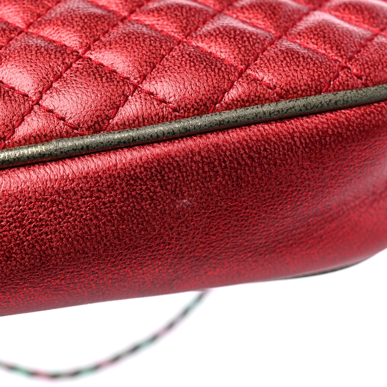 Gucci Laminated Nappa Trapuntata Mini Zumi Dome Shoulder Bag Rosso Jasmine Green Rame 11 of 12