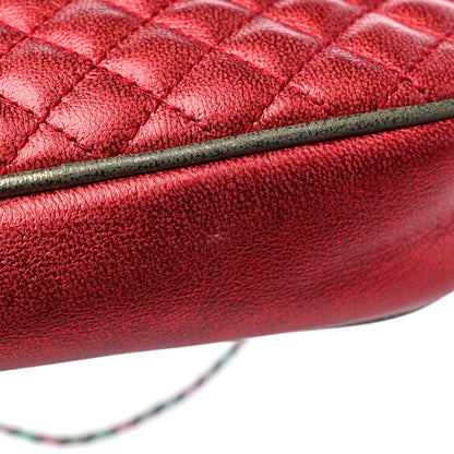 Gucci Laminated Nappa Trapuntata Mini Zumi Dome Shoulder Bag Rosso Jasmine Green Rame 11 of 12