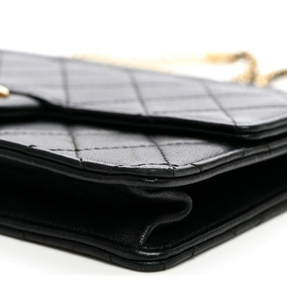Chanel Lambskin Quilted Large Pearl Chain Flap Bag Black 10 of 10