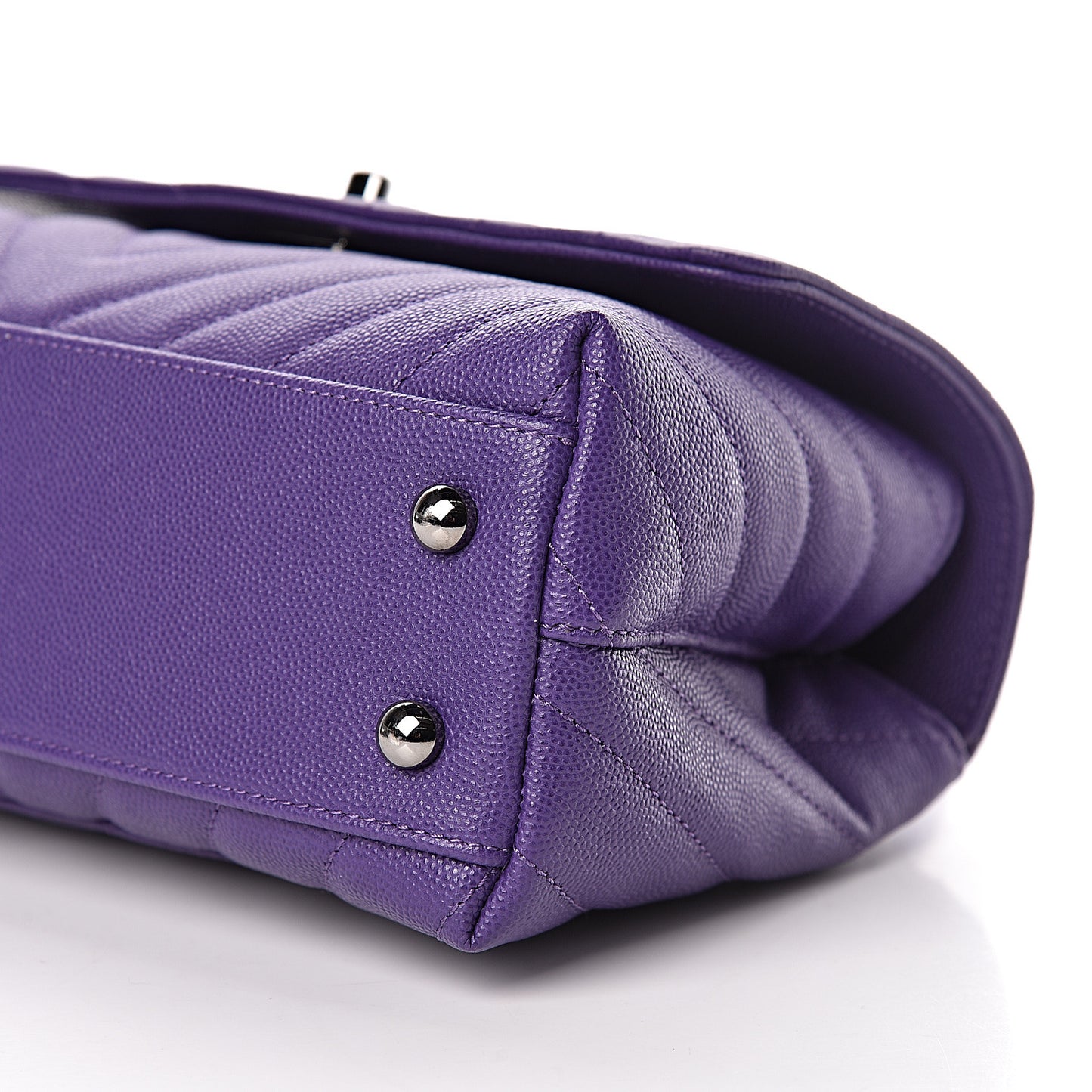 Caviar Chevron Quilted Mini Coco Handle Flap Purple