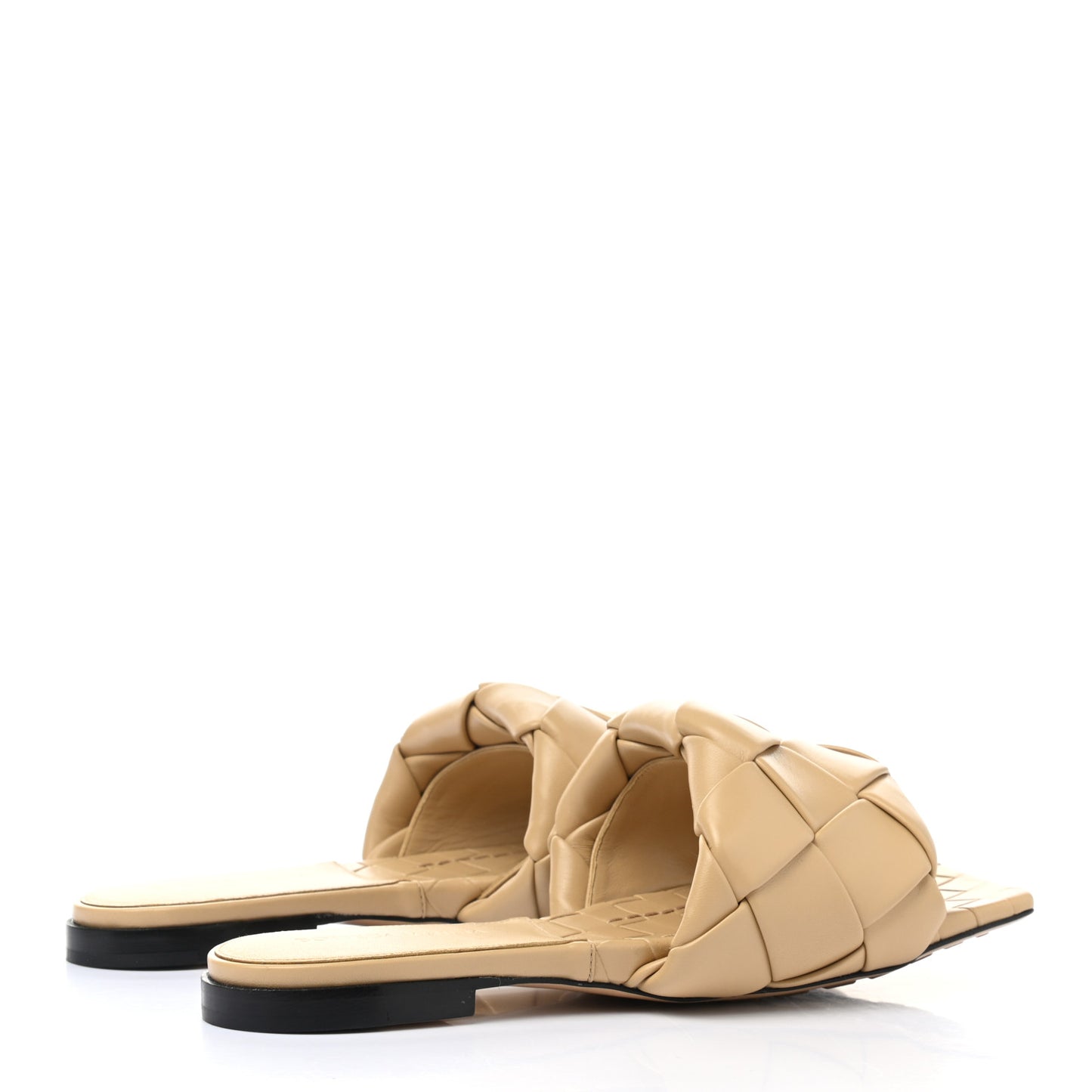 Nappa Maxi Intrecciato Lido Flat Sandals 38.5 Cane Sugar