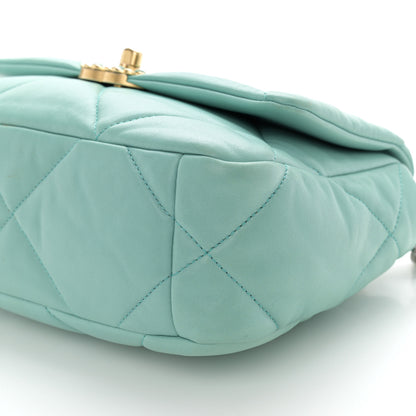 Chanel Shiny Lambskin Quilted Medium Chanel 19 Flap Light Blue 10 of 11