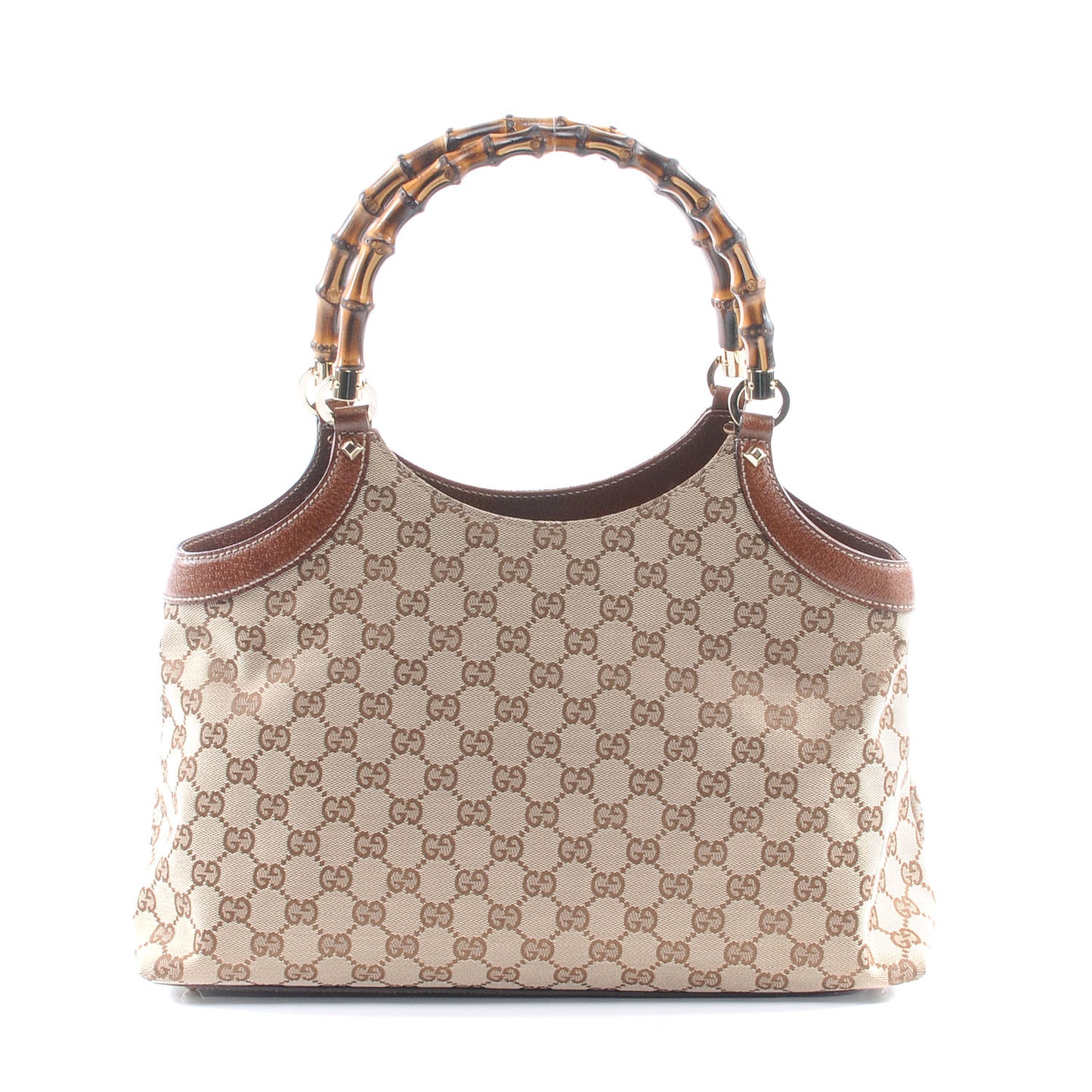 Monogram Bamboo Handle Bag Brown