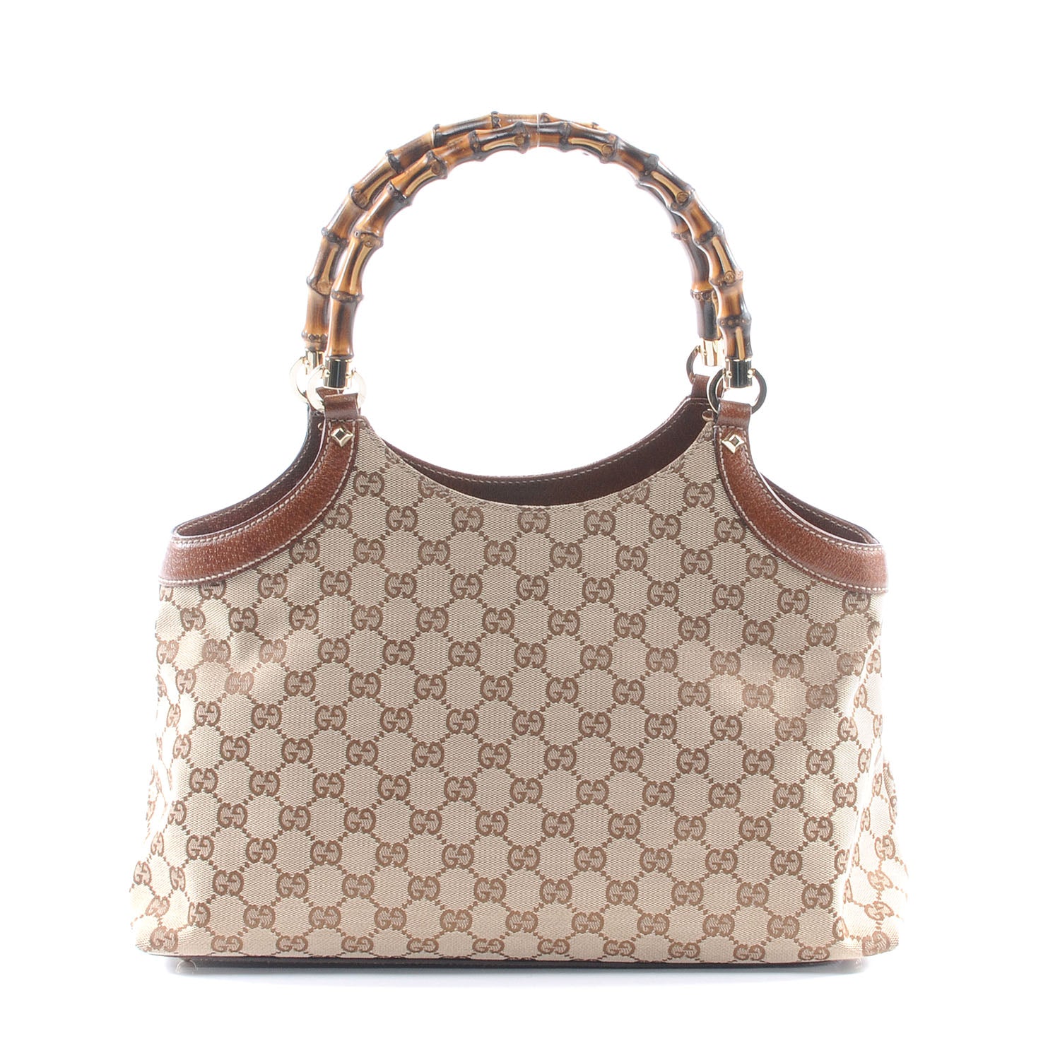 Gucci Monogram Bamboo Handle Bag Brown 1 of 7