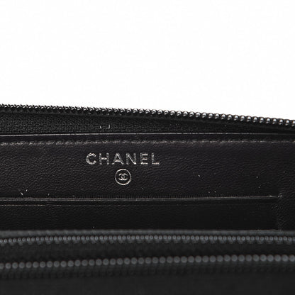 Chanel Caviar Quilted Boy Small Zip Around Wallet Black 6 of 9