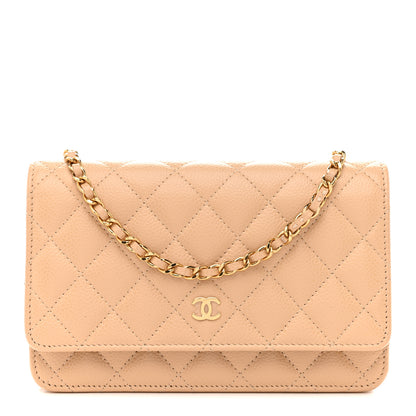 Chanel Caviar Quilted Wallet on Chain WOC Beige 1 of 11