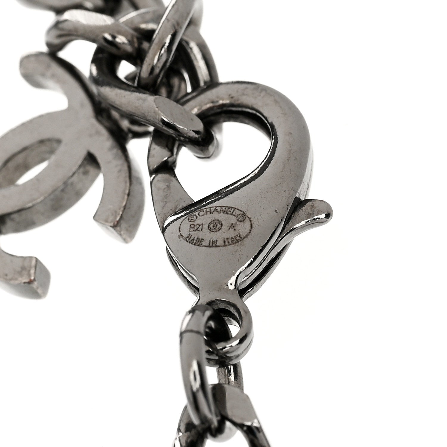 Chanel Crystal CC Chain Link Bracelet Ruthenium 5 of 6