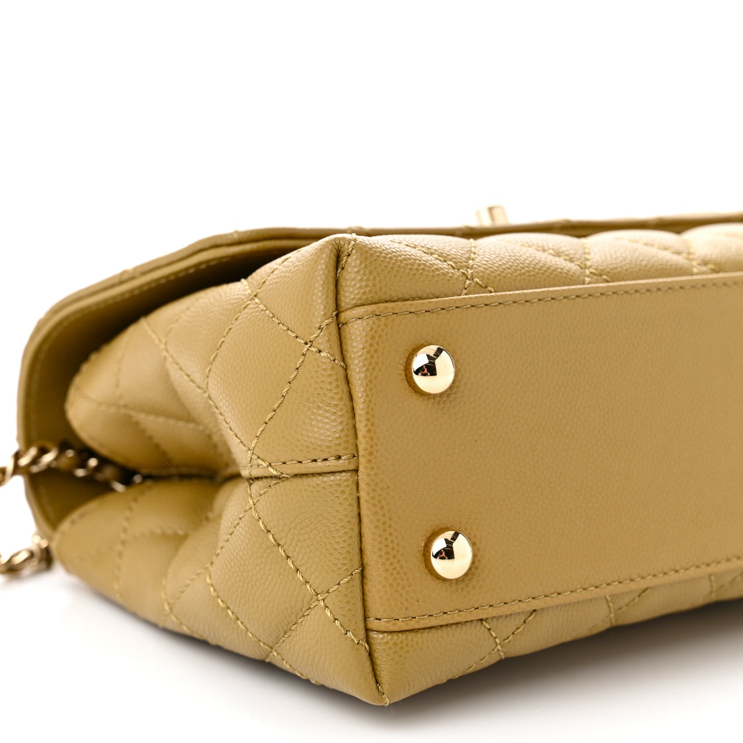 Caviar Lizard Embossed Quilted Mini Coco Handle Flap Green