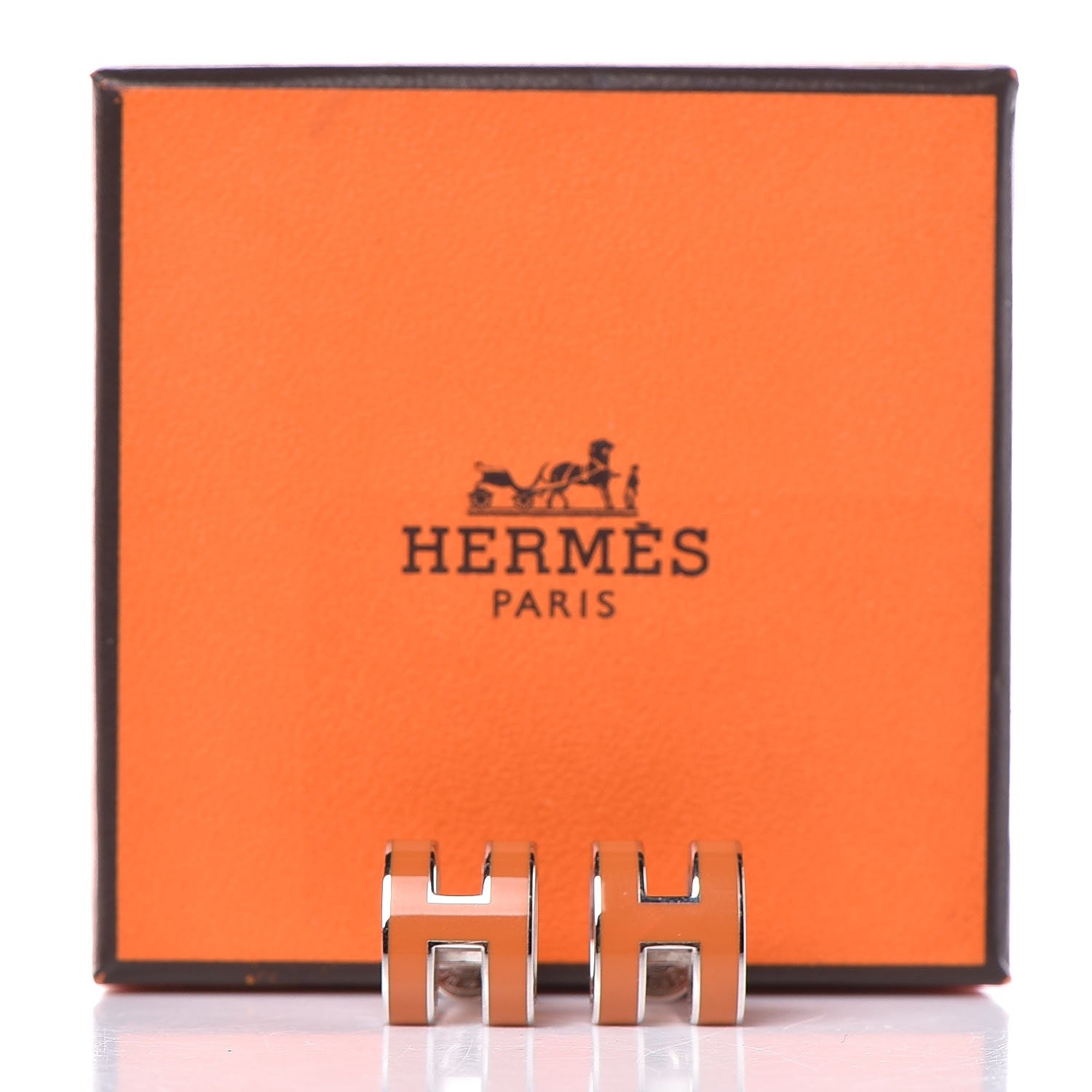 Hermes Palladium Lacquered Pop H Earrings Orange 6 of 6