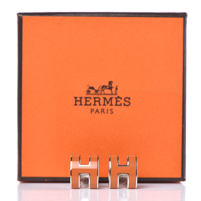 Hermes Palladium Lacquered Pop H Earrings Orange 6 of 6
