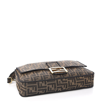 Fendi Fabric Jacquard FF 1974 Large Baguette Tobacco Moro Black 4 of 14