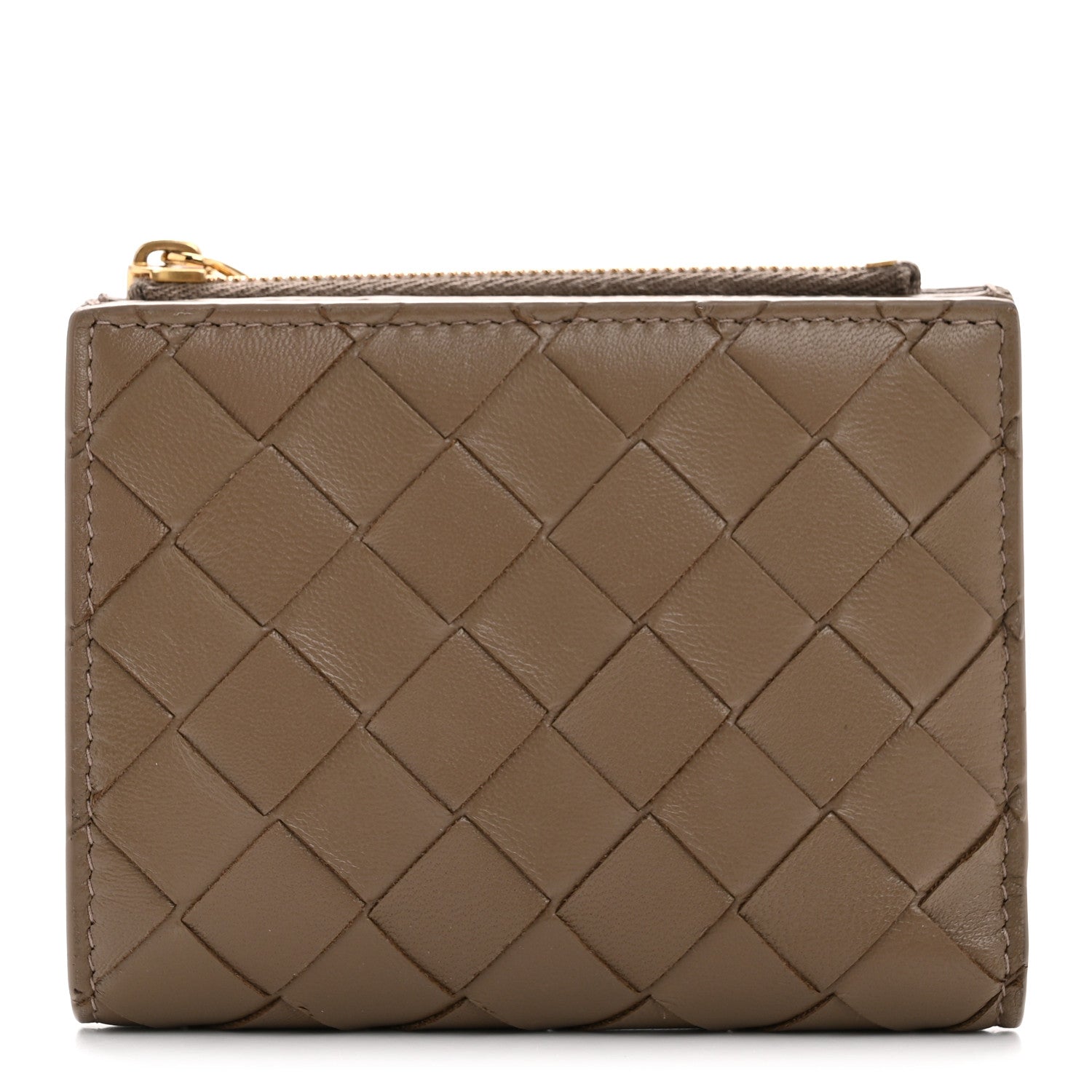 Bottega Veneta Nappa Intrecciato Bifold Zip Wallet Taupe Grey 1 of 8