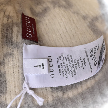 Gucci Alpaca Blend GG Beanie Hat L Light Grey White 5 of 5