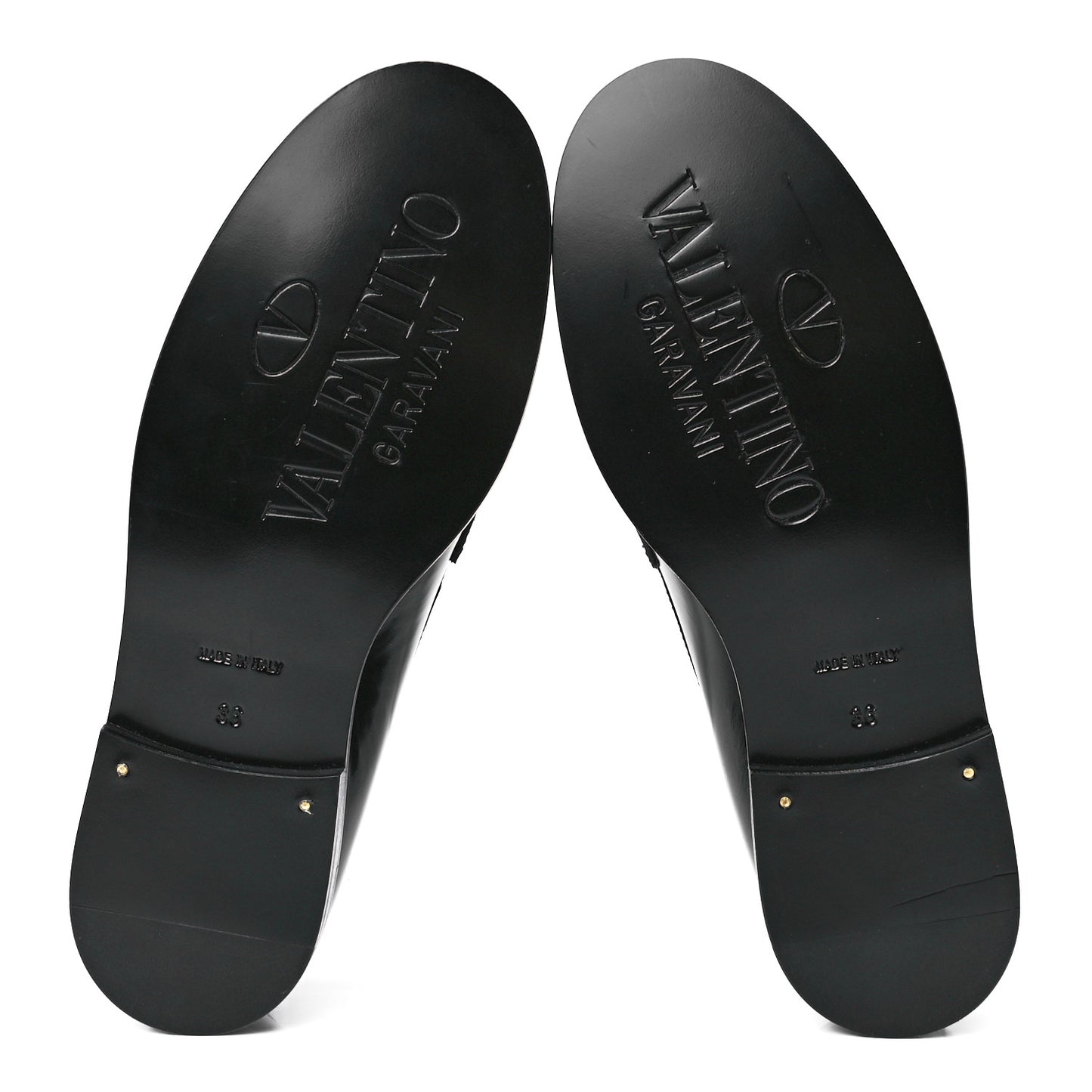 Calfskin VLogo Chain Loafers 36 Black