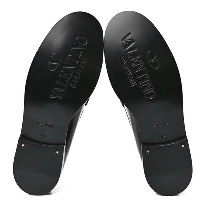 Valentino Garavani Calfskin VLogo Chain Loafers 36 Black 5 of 10