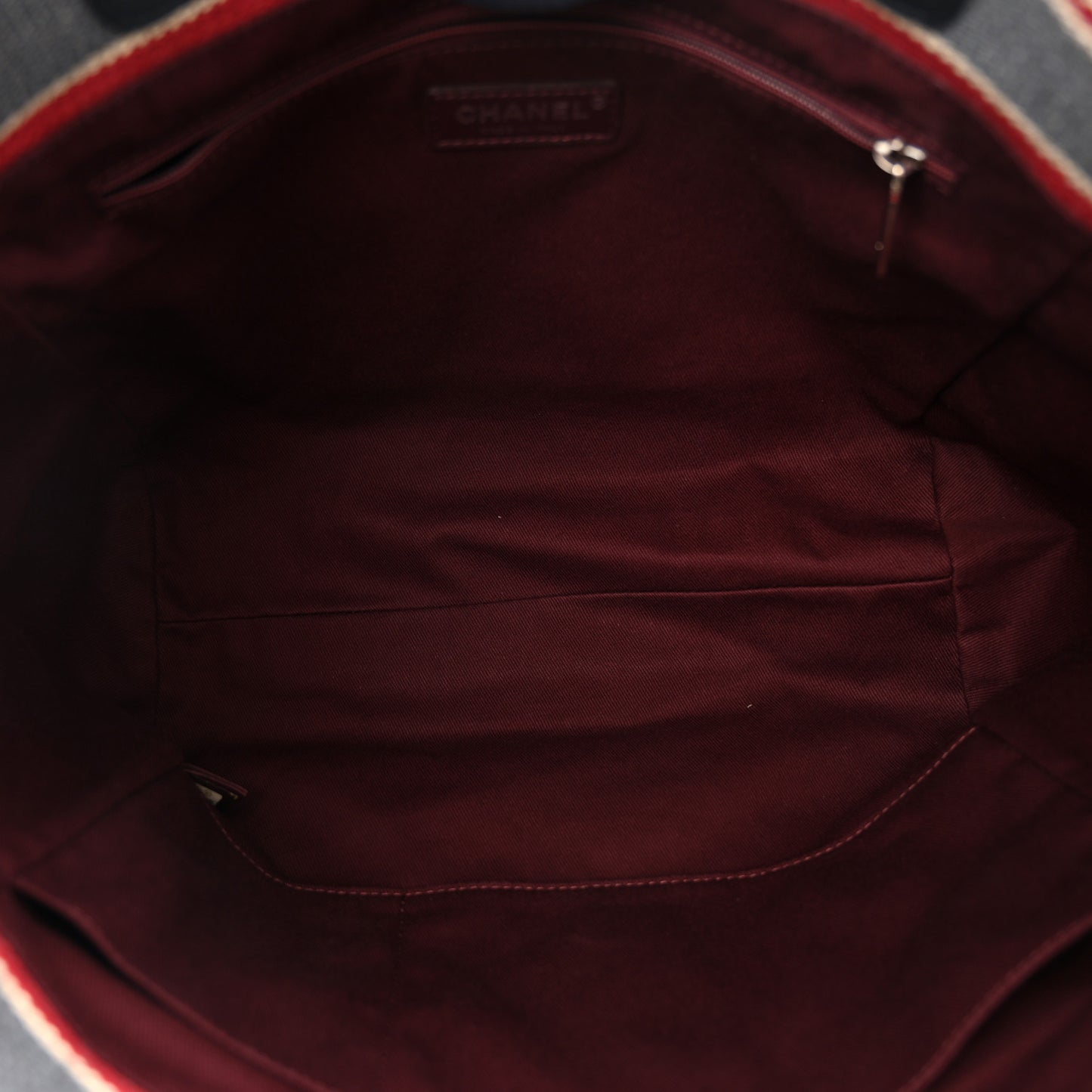 Striped Canvas Small Deauville Tote Beige