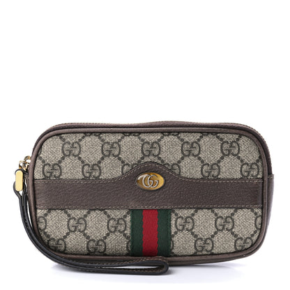 Gucci GG Supreme Monogram Ophidia Phone Case Wristlet Brown 1 of 8