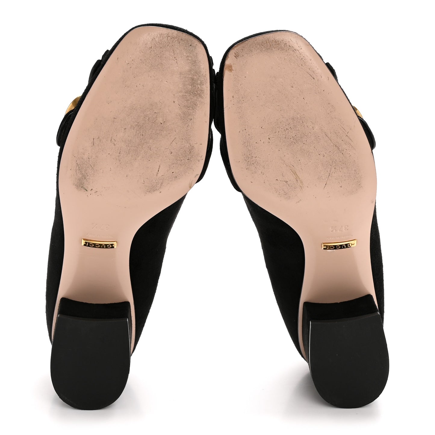 Kid Scamosciato GG Marmont Fringe 50mm Loafer Pumps 37.5 Black