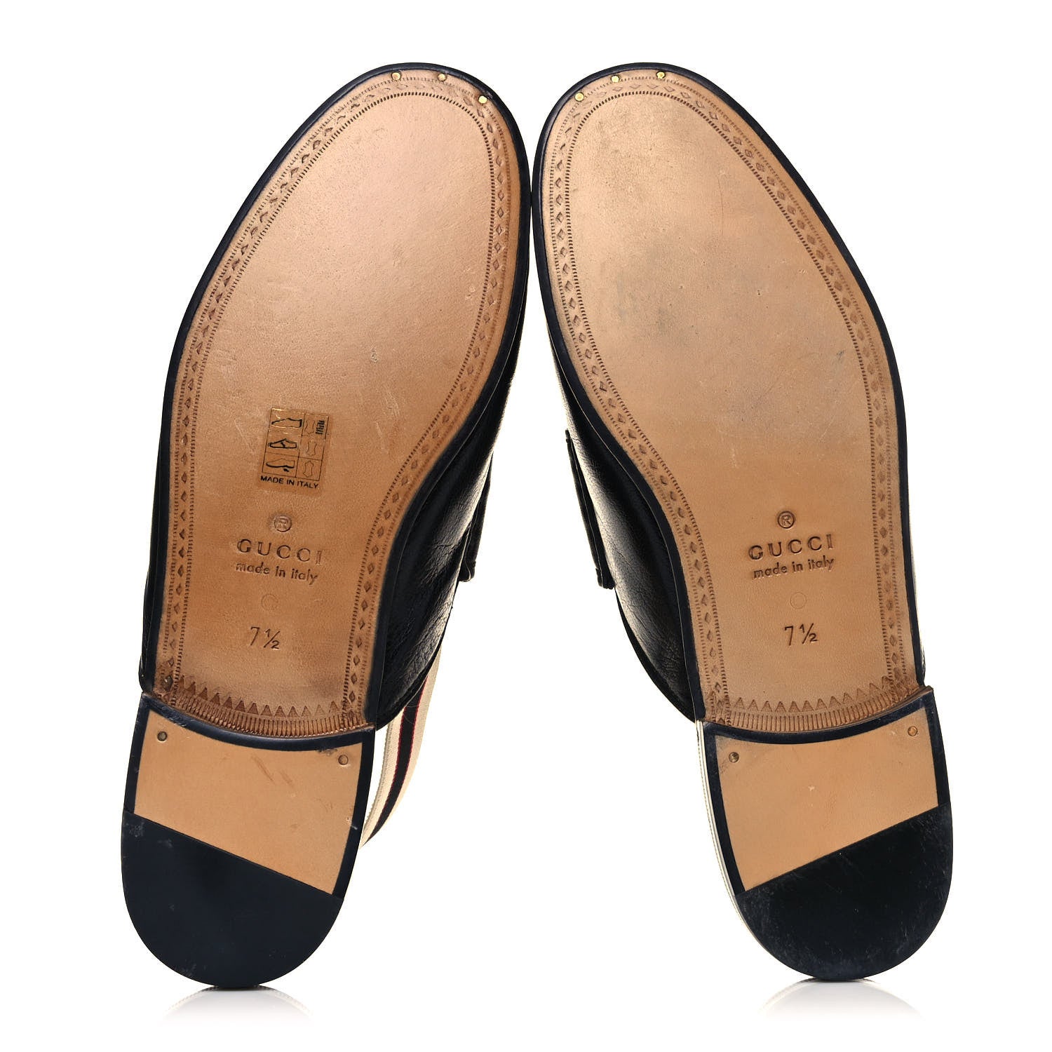 Gucci Goatskin Stripe Mens Horsebit Slingback Slippers 7.5 Black 5 of 8