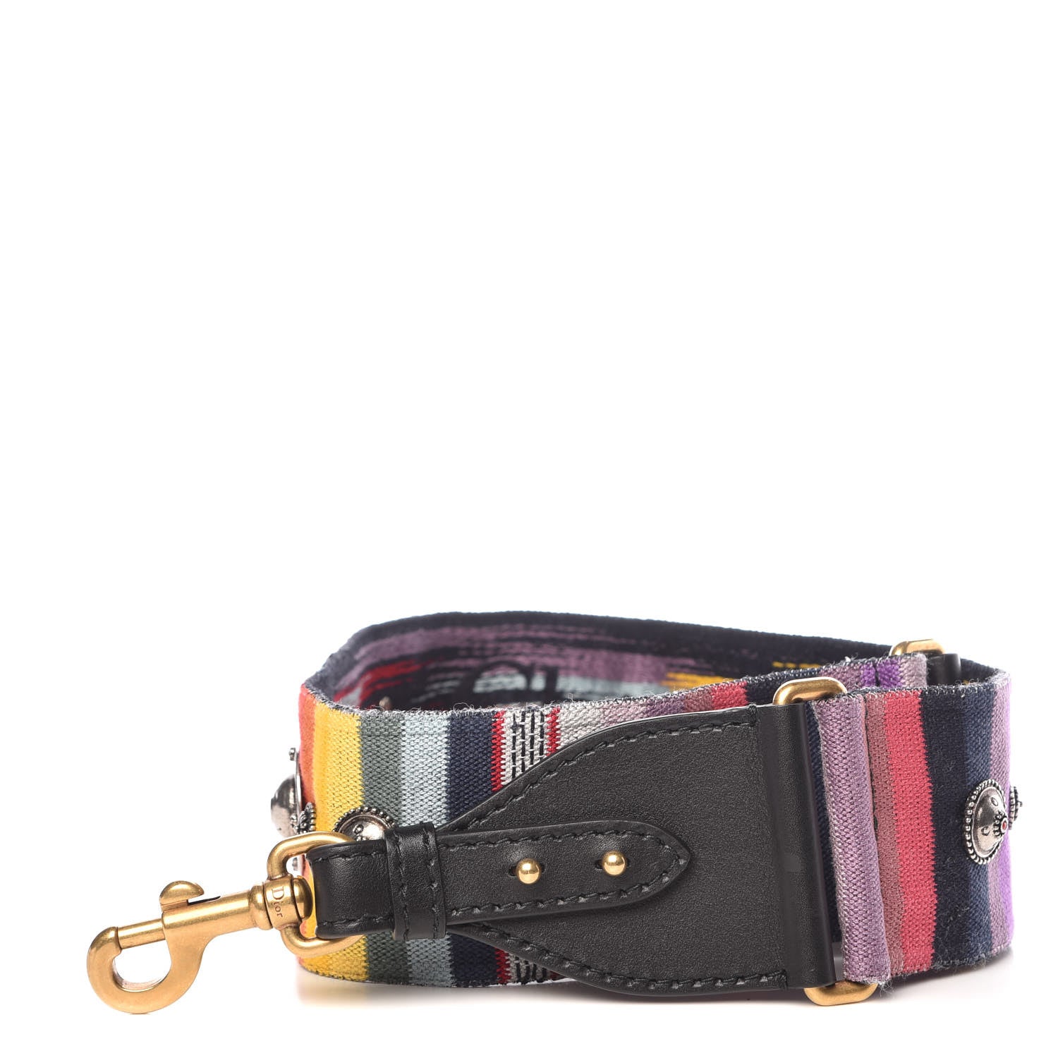 Christian Dior Canvas Embroidered Studded Rainbow Shoulder Strap 1 of 4