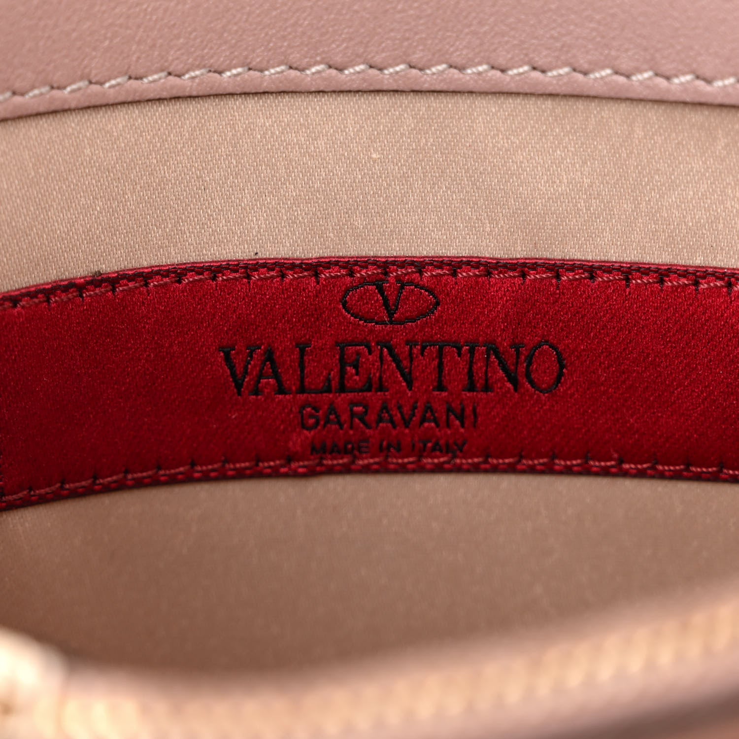 Valentino Garavani Vitello Rockstud Wallet on Chain Poudre 6 of 10