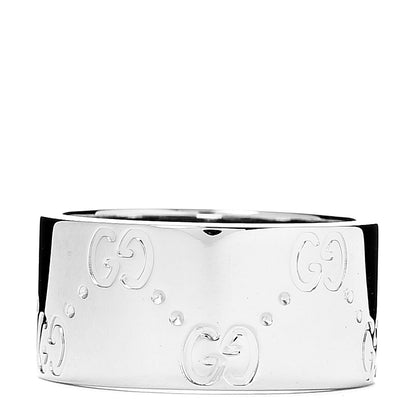 Gucci 18K White Gold 9mm Icon Band Ring 50 5.5 1 of 5