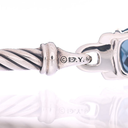 David Yurman Sterling Silver Diamond Hampton Blue Topaz 3mm Petite Wheaton Bracelet 4 of 4