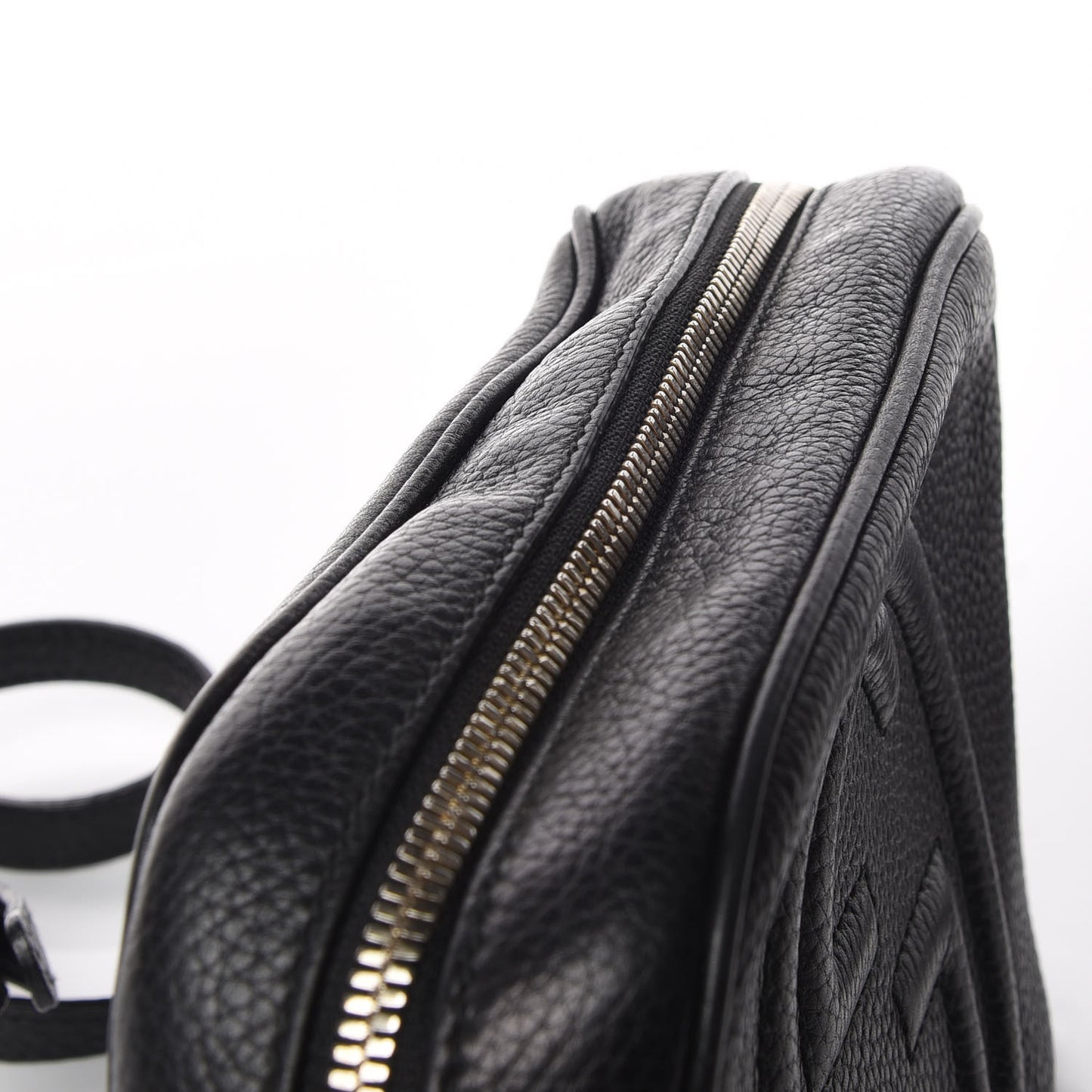 Pebbled Calfskin Small Soho Disco Bag Black