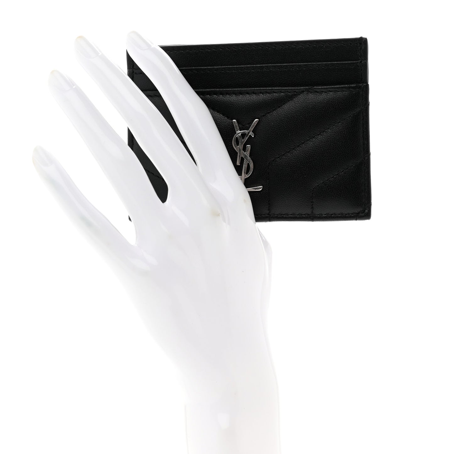 Calfskin Y Quilted Monogram LouLou Credit Card Case Black