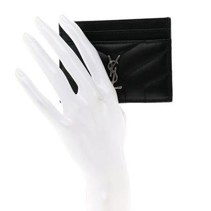 Saint Laurent Calfskin Y Quilted Monogram LouLou Credit Card Case Black 2 of 7