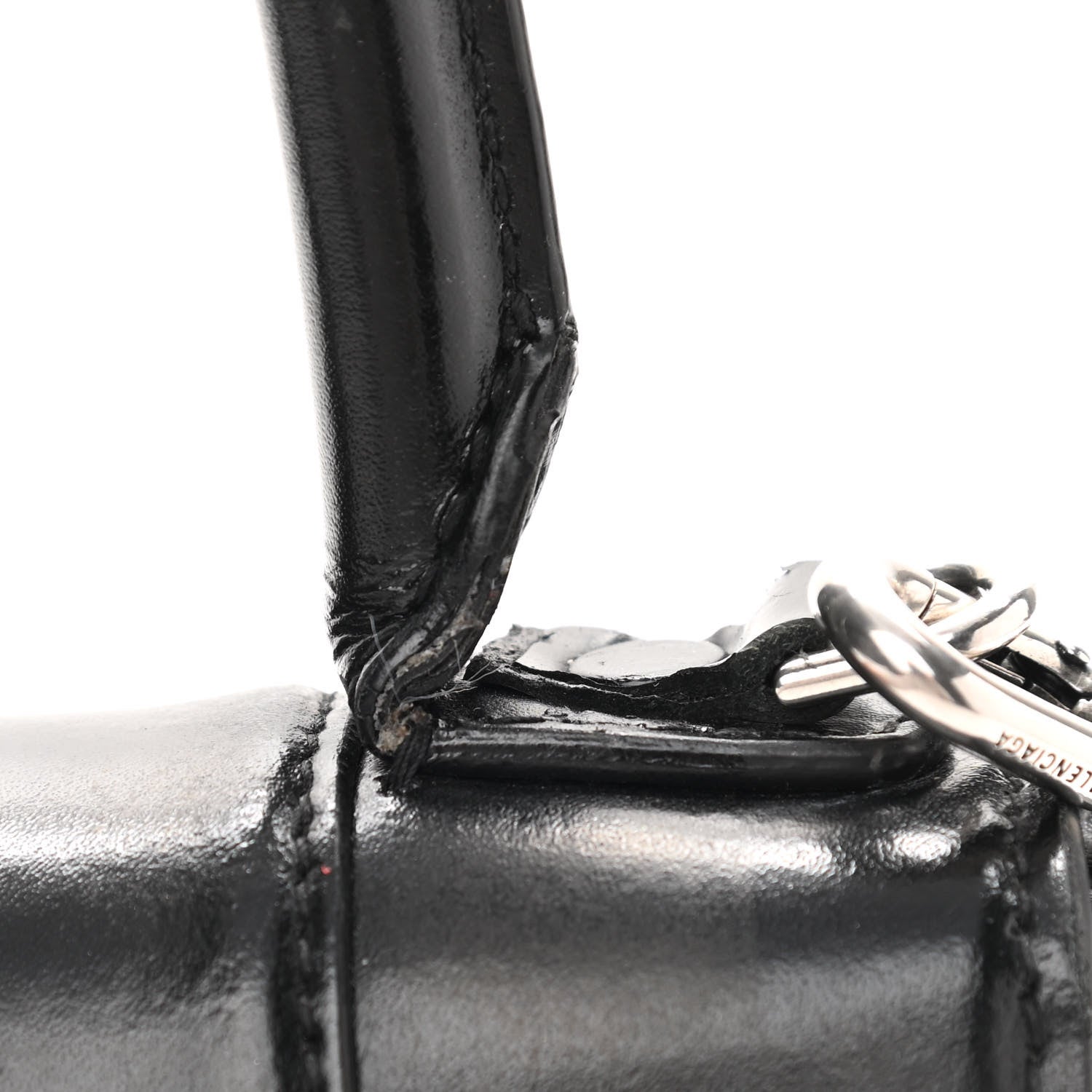 Balenciaga Shiny Box Calfskin Graffiti Logo Small Hourglass Top Handle Bag Black Silver 4 of 17