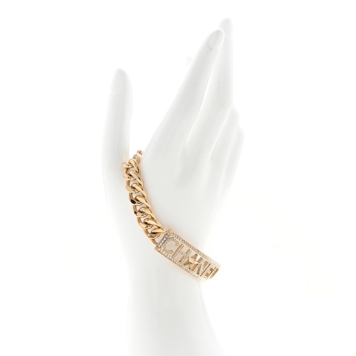 Crystal Chain Baguette Logo Star Bracelet Gold