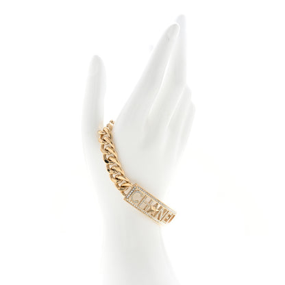 Chanel Crystal Chain Baguette Logo Star Bracelet Gold 2 of 5