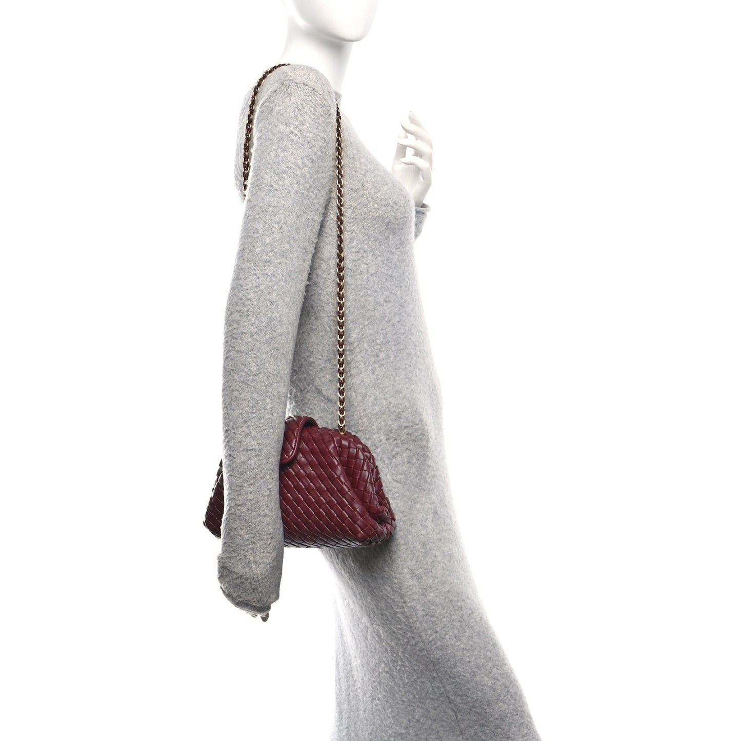 Nappa Intrecciato Small The Lauren 1980 Clutch With Chain Barolo