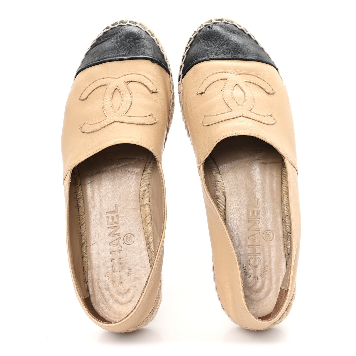 Lambskin CC Espadrilles 39 Beige Black