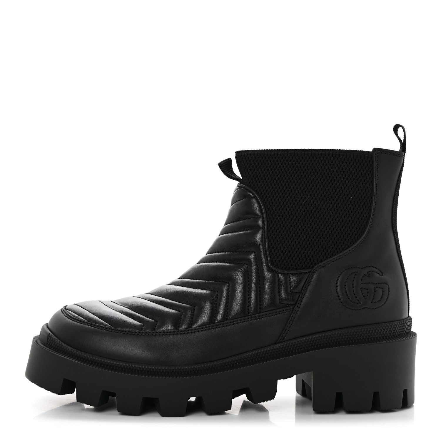 Gucci Calfskin Nappa Matelasse Frances Chelsea Boots 38.5 Black 1 of 10