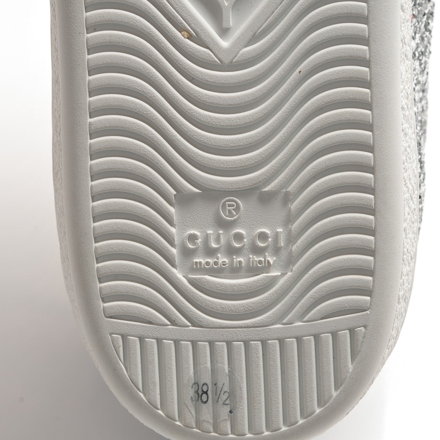 Gucci Glitter Web Ace Sneakers 38.5 Silver 6 of 8