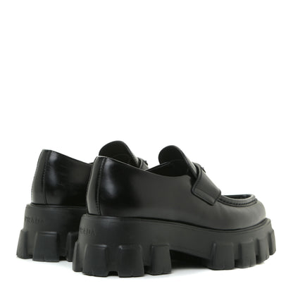 Prada Spazzolato Triangle Logo Monolith Pointy 55mm Loafers 37.5 Black 4 of 17