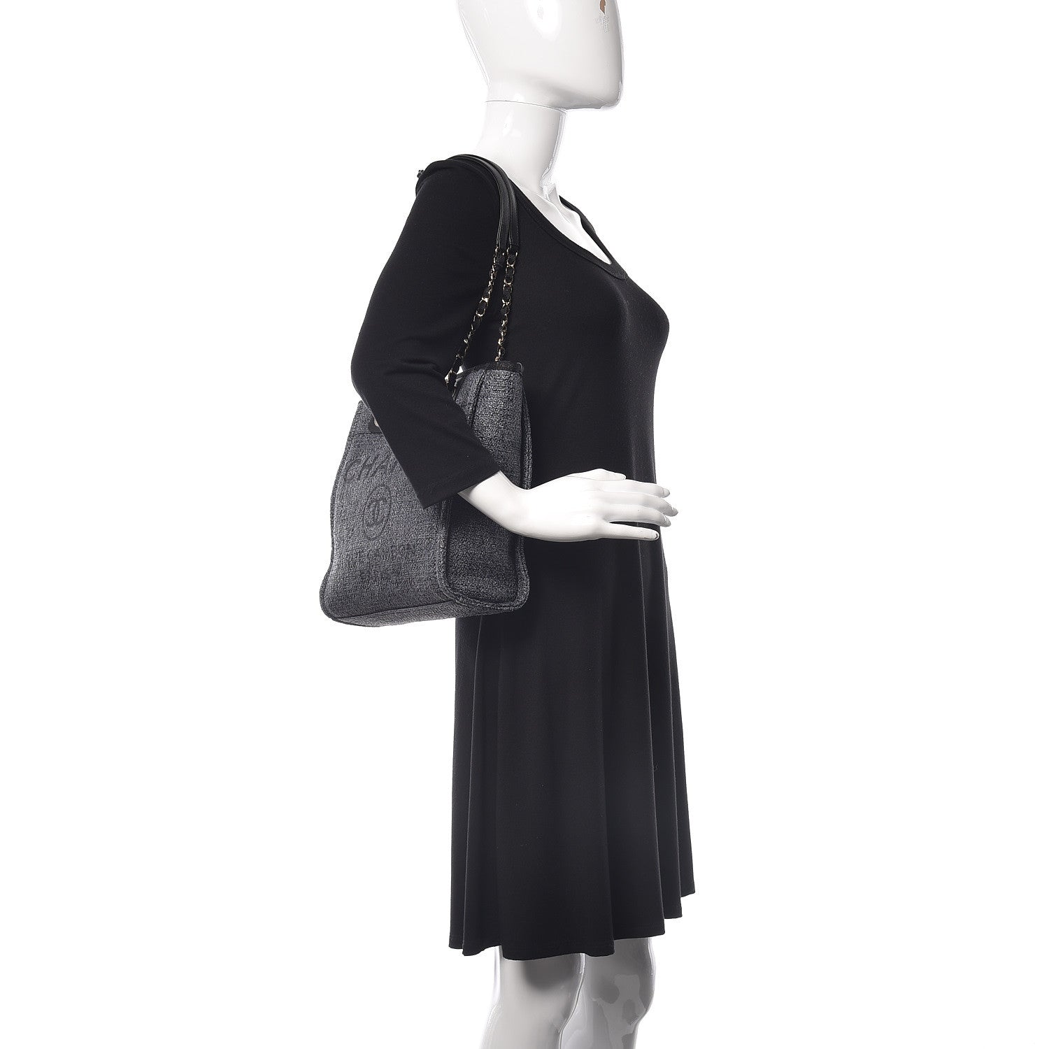Chanel Woven Straw Raffia Mini Deauville Tote Grey 2 of 9