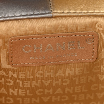 Chanel Metallic Lambskin Square Quilted Wristlet Clutch Gold Silver 6 of 10