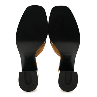 Hermes Suede Goatskin Helia 60 Sandals 41 Brun Fume 6 of 11