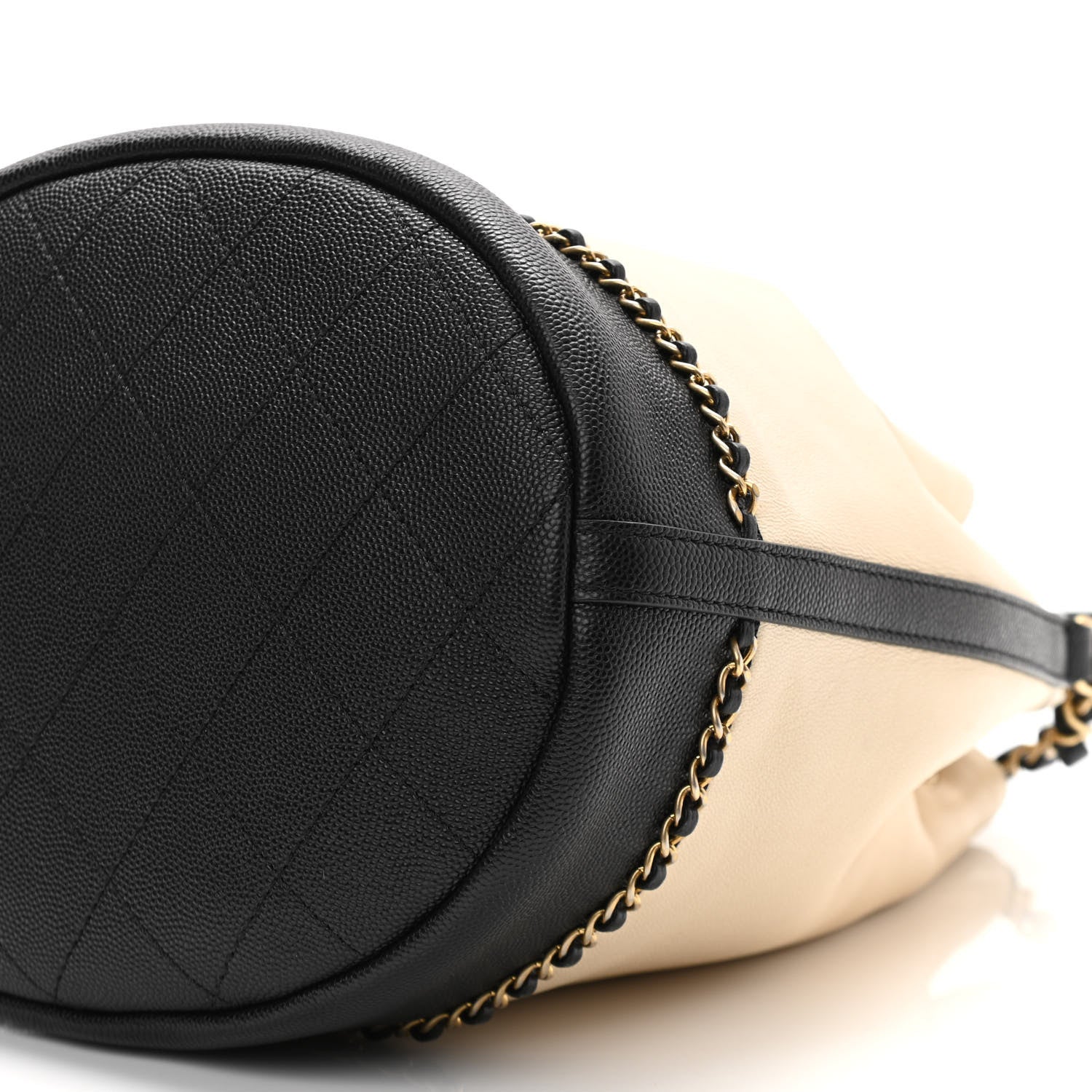 Chanel Lambskin Caviar Lovely Chains Drawstring Bag Beige Black 10 of 10