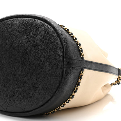 Chanel Lambskin Caviar Lovely Chains Drawstring Bag Beige Black 10 of 10