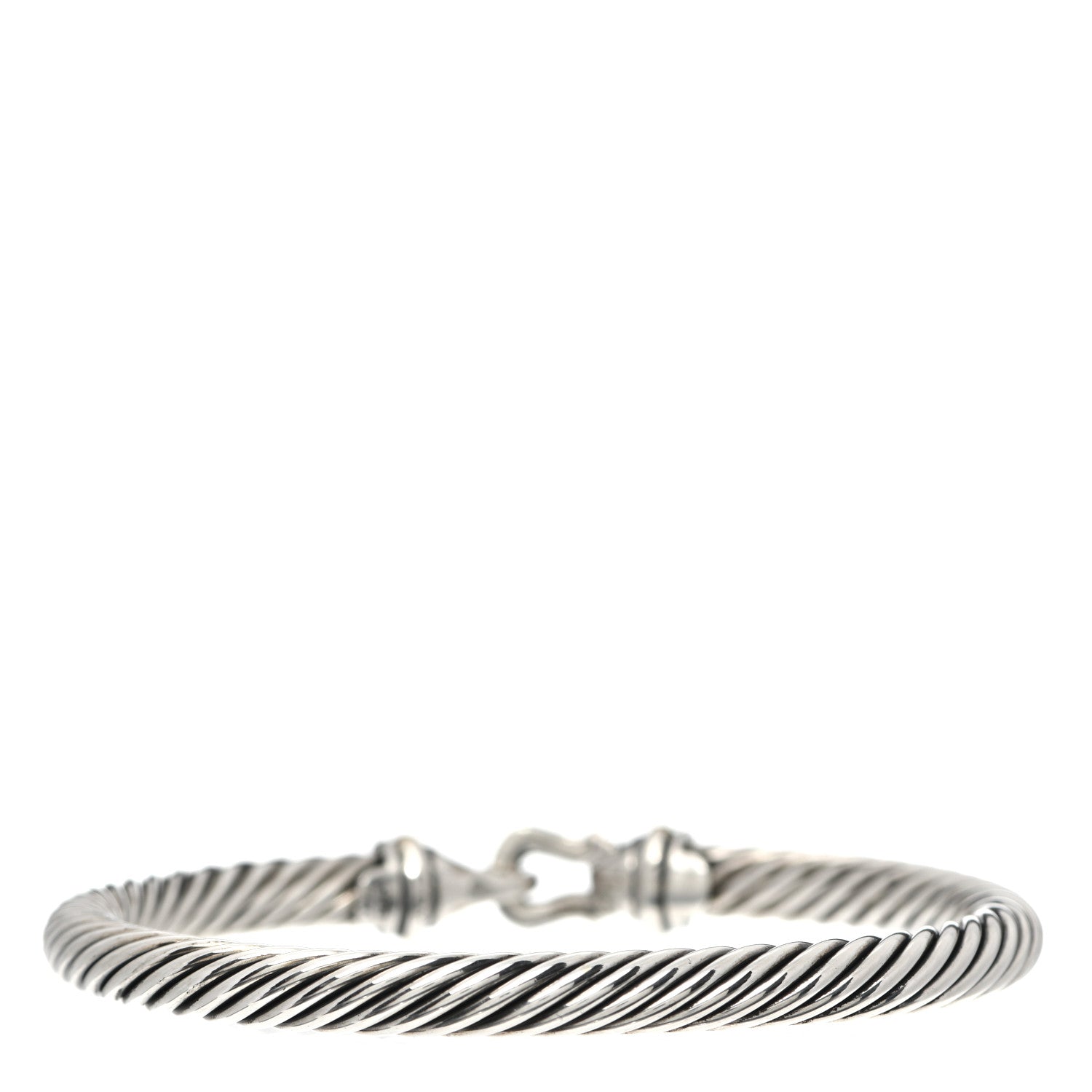 David Yurman Sterling Silver 18K Yellow Gold 5mm Cable Classic Buckle Bracelet 3 of 4