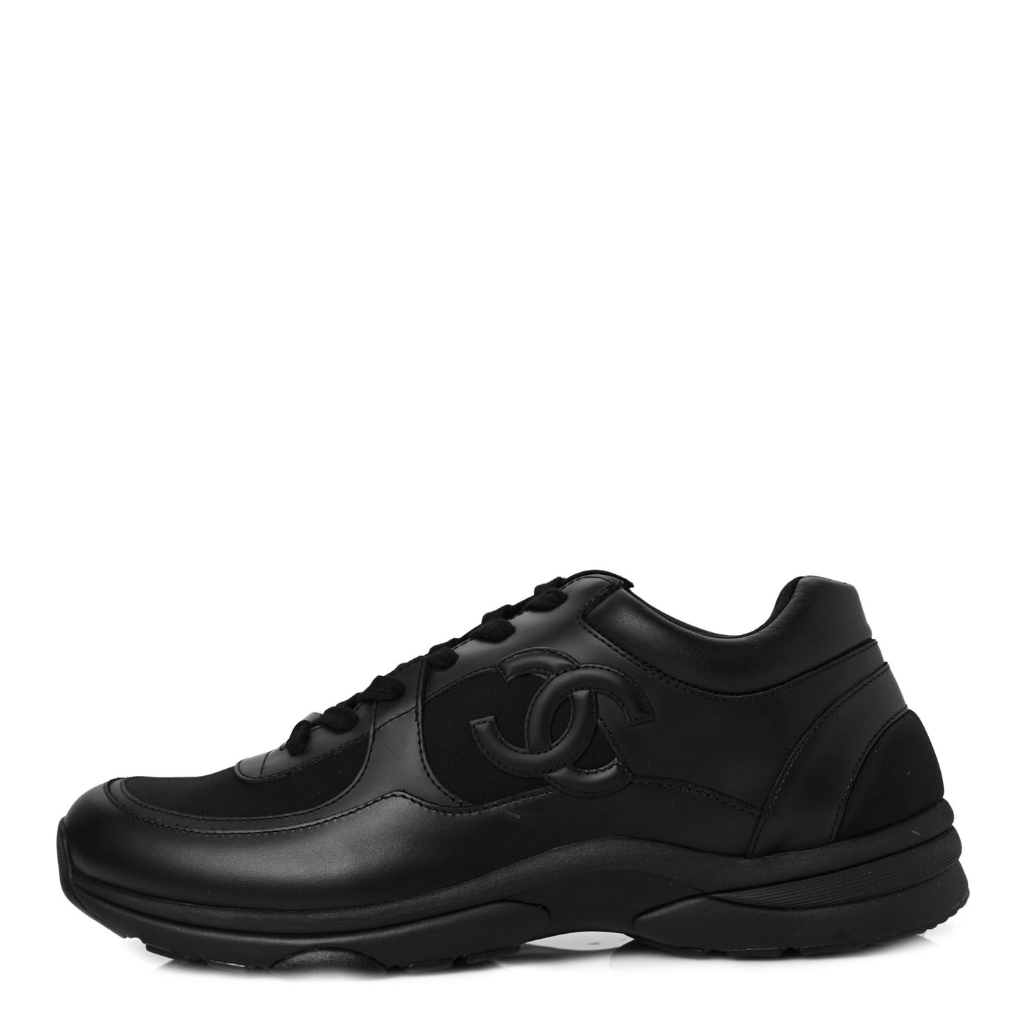 Fabric Calfskin Suede Mens CC Sneakers 45 Black