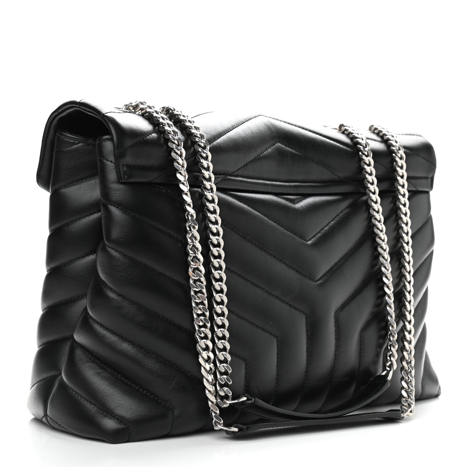 Saint Laurent Calfskin Y Quilted Monogram Medium Loulou Chain Satchel Black 5 of 9