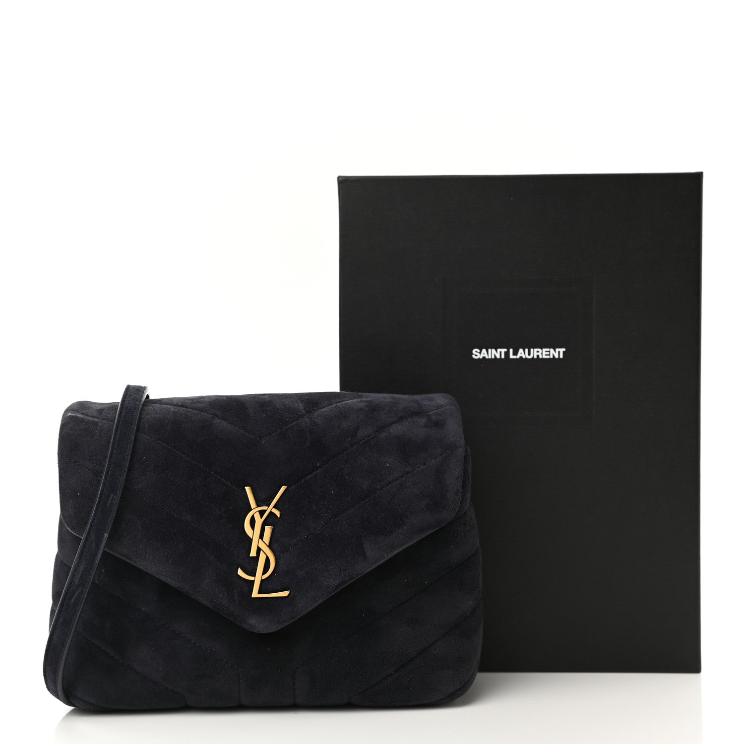 Saint Laurent Suede Toy Loulou Shoulder Bag Deep Marine 11 of 11